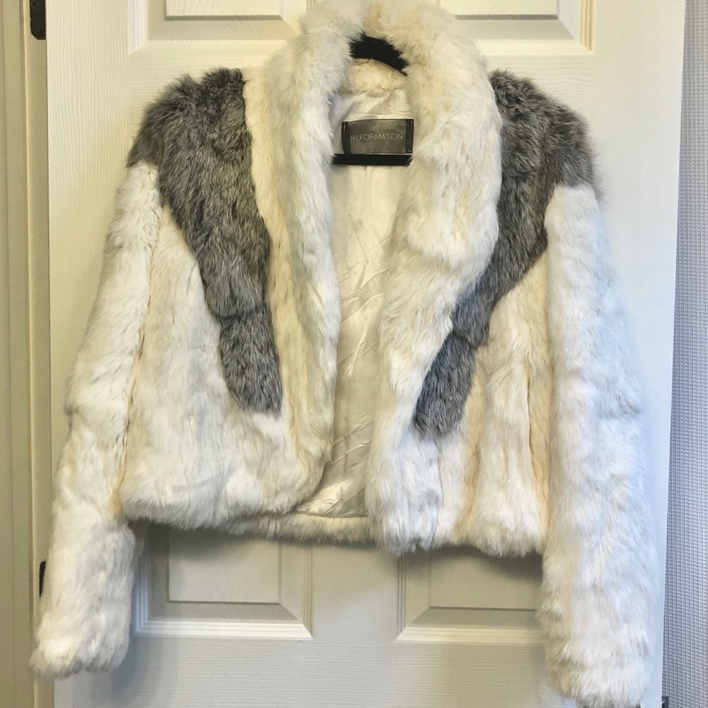 REFORMATION FAUX FUR COAT XS/S